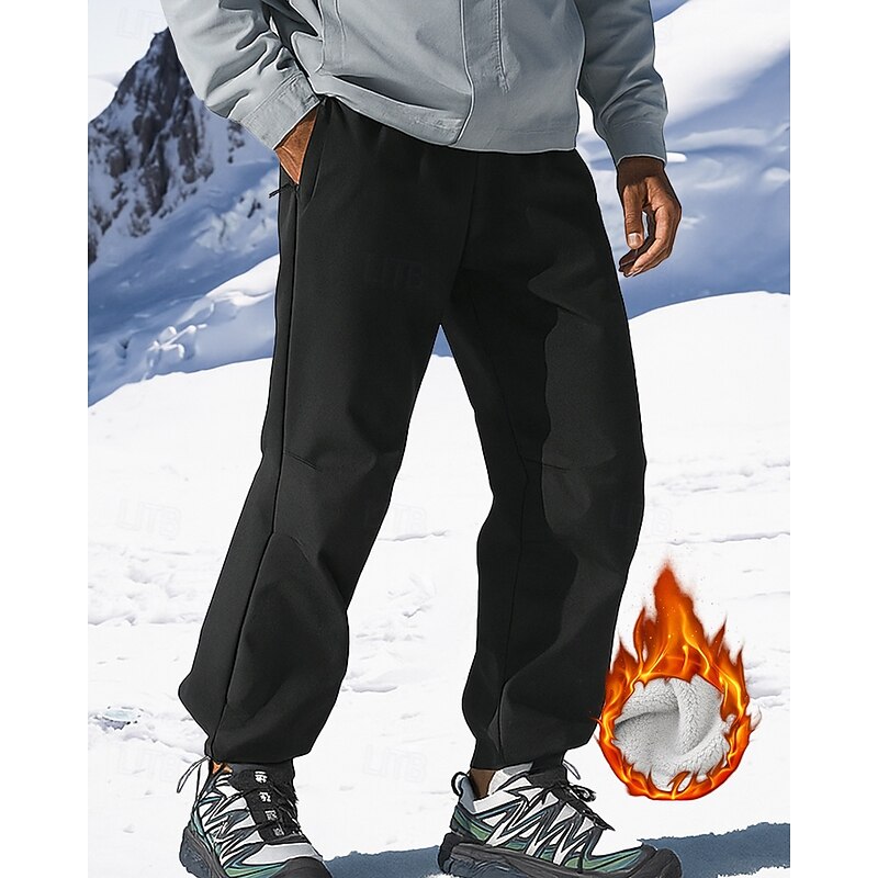 Men's Hiking Pants Trousers Waterproof Hiking Pants Hiking Trousers Fleece Pants Winter Outdoor Regular Fit Waterproof Windproof Warm Pants / Trousers Pocket Black Army Green Camping / Hiking Hunting