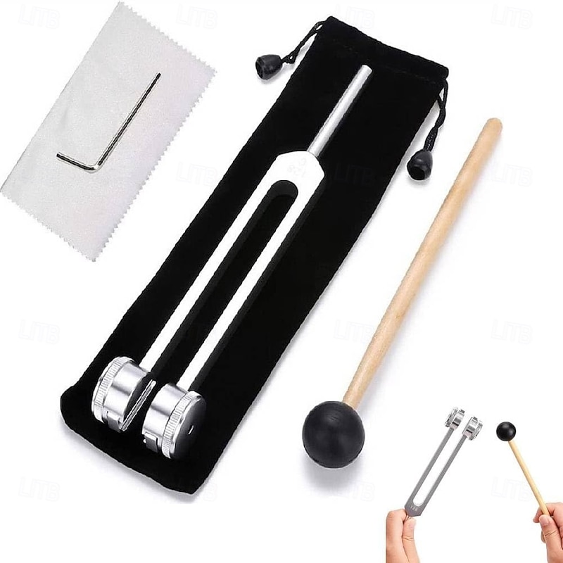 128 Hz The Healing Instrument, Aluminum Alloy Sensory Tuning Fork Set with Silicone Hammer, Cleaning Cloth & Storage Bag, Sound Therapy Yoga and Meditation Accessories