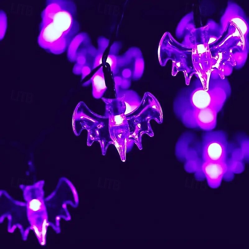 Halloween Solar Bat Spider String Lights Outdoor Waterproof Ghost Lights 6.5m 30LEDs 8 Modes Lighting Halloween Garden Balcony Fence Porch Halloween Party Atmosphere Decoration2