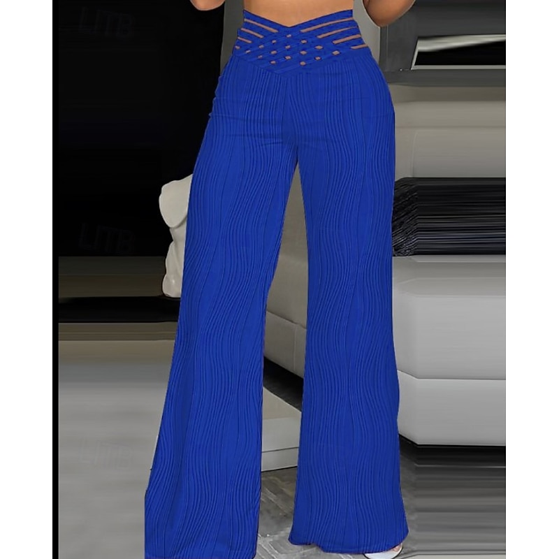 Women's Wide Leg Chinos Fashion Streetwear Full Length High Waist Plain Elastic Waistband Comfy Soft Comfortable Stretchy Formal Outdoor Vacation Black White Yellow Pink Spring Fall Loose Fit2