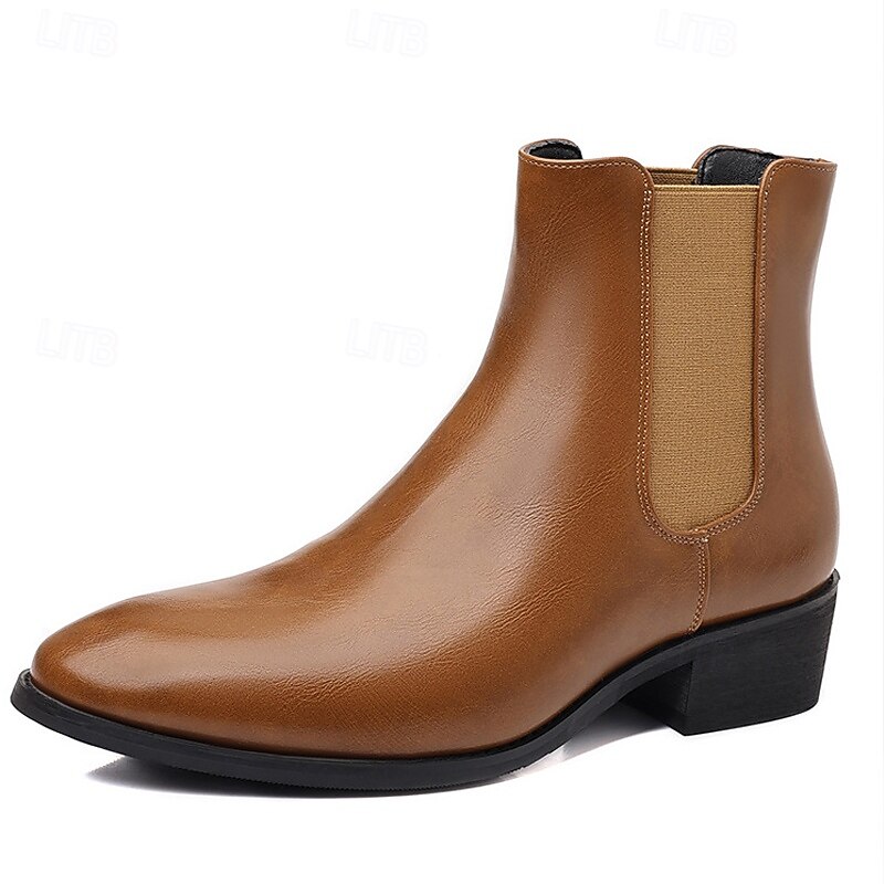 Men's Brown Chelsea Boots – Classic Slip-On Ankle Boots with Elastic Side Panel for Business Casual, Office and Evening Parties4