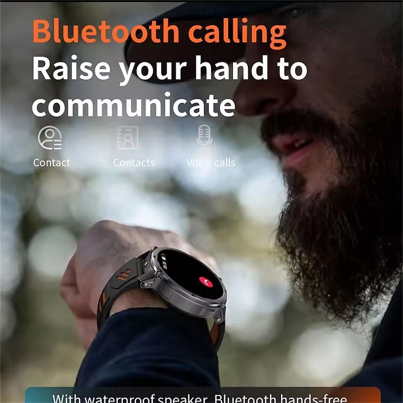 HT33 Smart Watch 1.7-inch BT Call Compass Health Monitor Waterproof LED Flashlight Outdoor 1100mAh Battery Smartwatch4