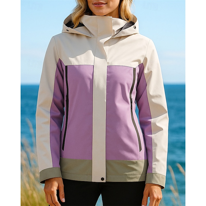 Women's Windbreaker Softshell Jacket Hiking Jacket Outdoor Waterproof Windproof Hiking Outfits Hiking Clothes Autumn / Fall Top Camping / Hiking / Caving Running Patchwork Black Yellow Army Green2