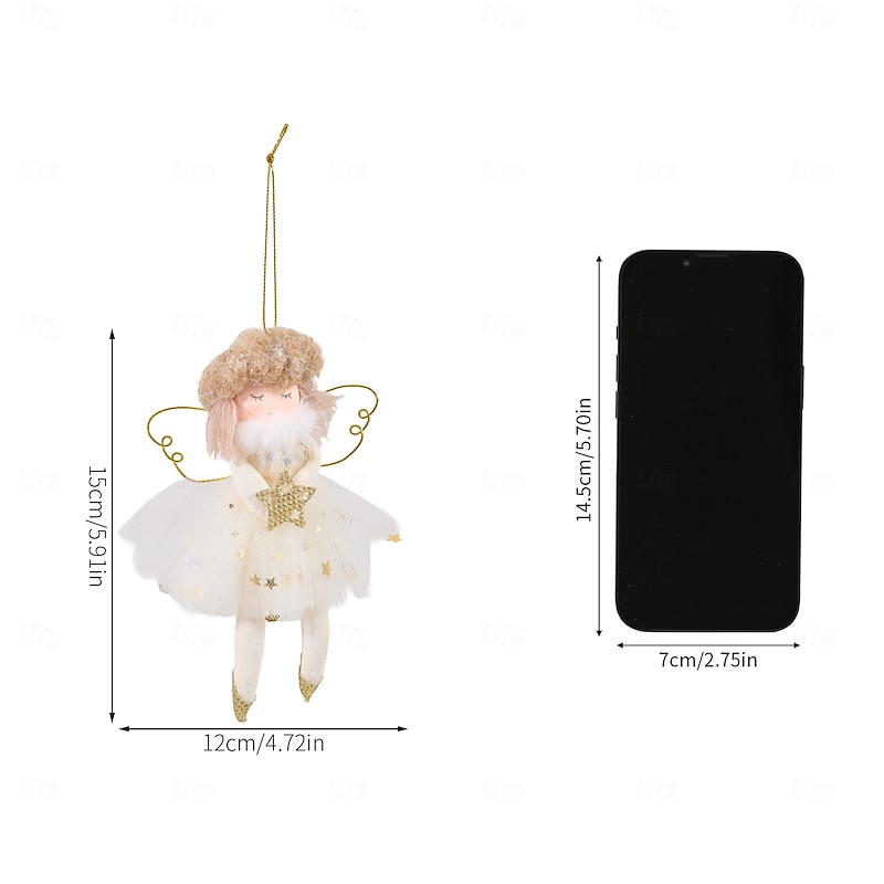 3PCS Handmade Christmas Angel Ornaments, Pink Angel Tree Decorations, Small Hanging Ornaments for Girls, Holiday Party Decor3