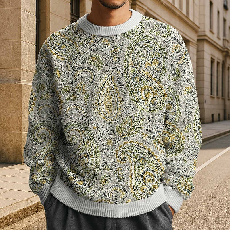 Men's Graphic Pullover Sweater Jumper Knitwear Crewneck Casual Vacation Daily 3D Print Knitting Keep Warm Long Sleeve Spring Fall Winter Blue Brown Green2