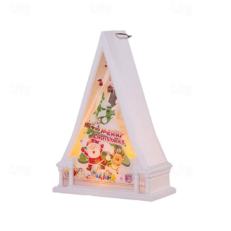 1 Pc 15.5 * 10.8CM Christmas LED Electronic Candle Light Retro Wind Light Indoor and Outdoor Party Desktop Ornament Light Hanging Lantern Christmas Decoration Prop AG10 * 3 Batteries2