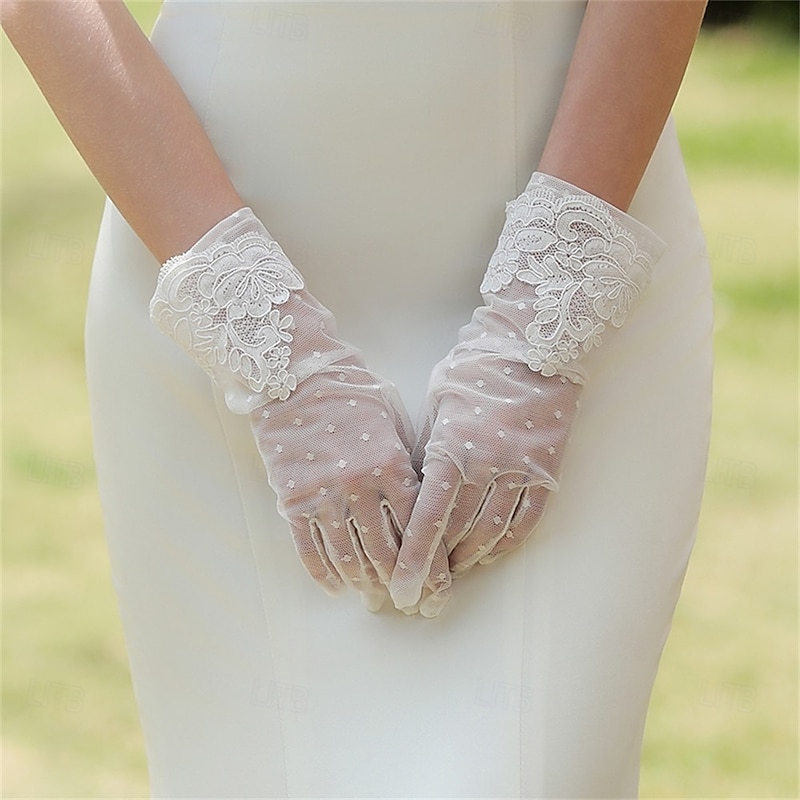 Lace Wrist Length Glove Elegant / Party / Evening / Stylish With Pure Color Wedding / Party Glove