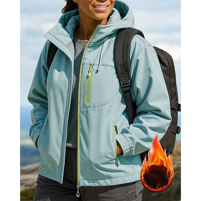 Women's Windbreaker Softshell Jacket Hiking Jacket Outdoor Waterproof Windproof Hiking Outfits Hiking Clothes Winter Autumn / Fall Top Fishing Camping / Hiking / Caving Running Solid Color Black Blue