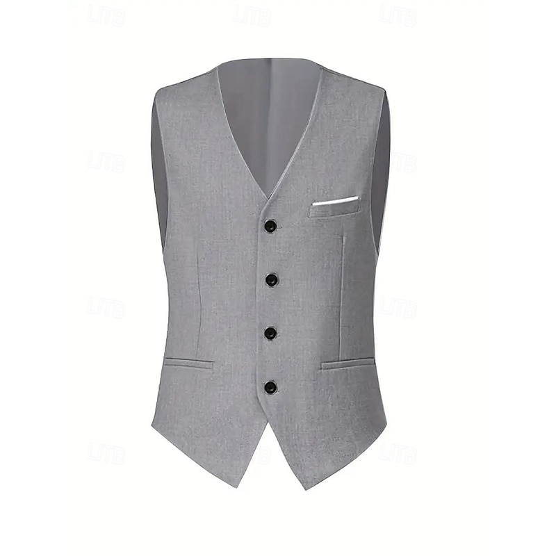 Men's Wedding Casual Business Suits Notch Lapel Black Dark Blue Formal Solid Colored Tailored Fit 3 Piece Single Breasted Two-buttons4