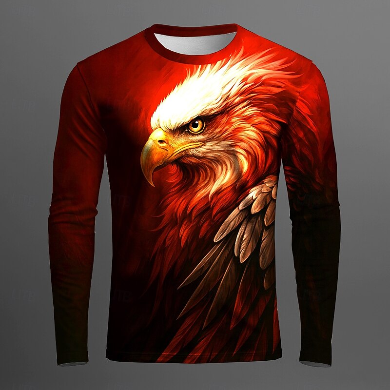 Men's Animal 3D Funny T Shirt Long Sleeve T shirt 3D Print Crew Neck Shirt Fashion Basic Street Casual Daily Red Blue Summer Spring Clothing Apparel S M L XL XXL XXXL