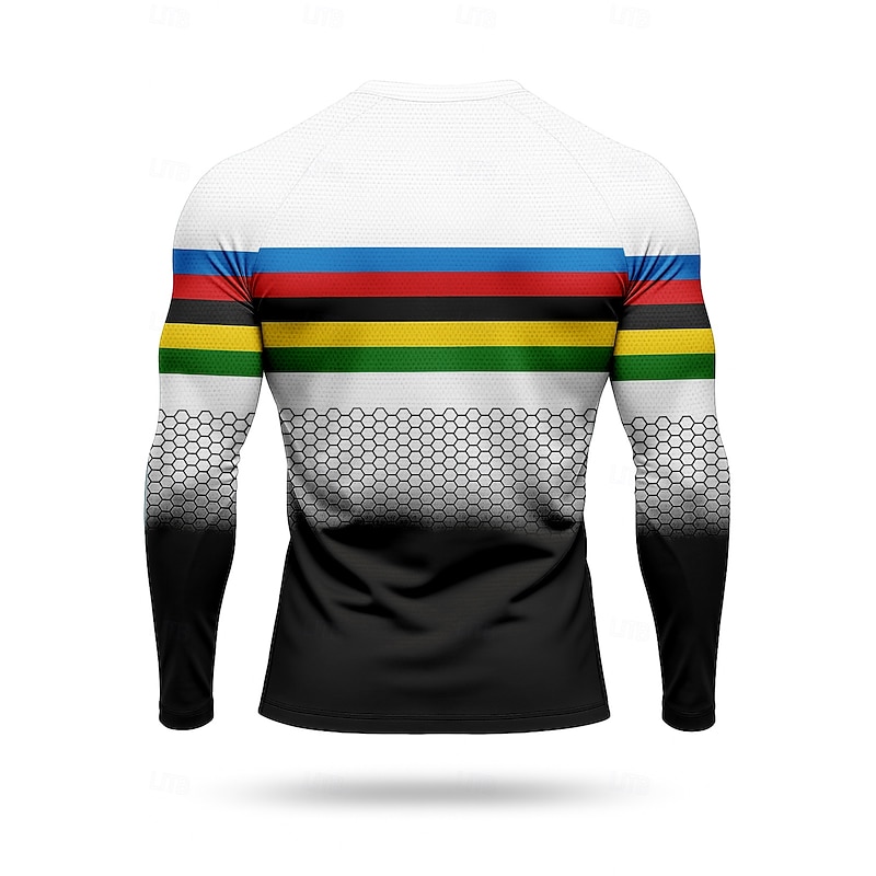 Men's Compression Shirt Running Shirt 3D Print Long Sleeve Base Layer Gradient Quick Dry Compression Power Flex Moisture Wicking Gym Workout Active Training Cycling Sportswear Activewear Black2