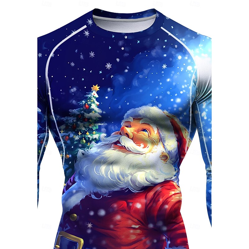 Christmas Men's Unisex Running T-Shirt Athletic Shirt Gym Shirt Fitness Shirt Workout Shirt Long Sleeve Tee Tshirt UPF 50 UV Resistant Soft Sweat wicking Mountain Bike / MTB Gym Workout Mountain Bike3