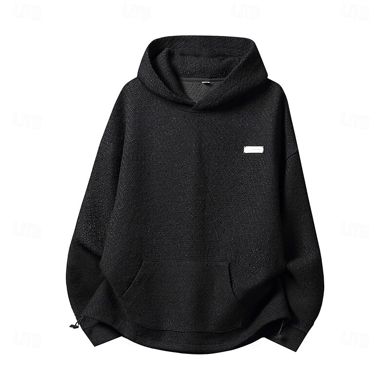 Men's Hoodie Black Gray Hooded Plain Drawstring Sports & Outdoor Daily Holiday Polyester Streetwear Basic Casual Spring Fall Clothing Apparel Hoodies Sweatshirts4