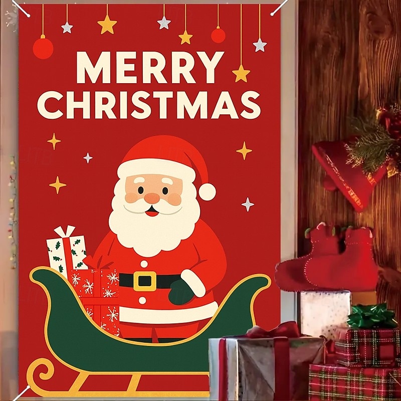 Christmas Santa Claus Butt Funny Curtain,2025 Xmas Novelty Window Curtain Door Cover for Holiday Party Decor, Indoor Outdoor Front Door Hanging Tapestry4