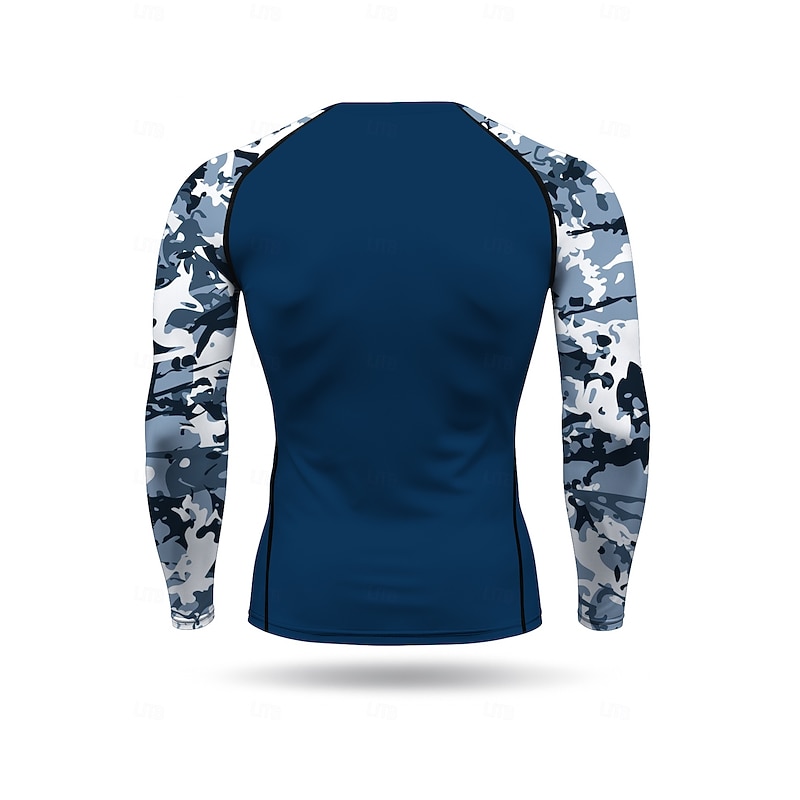 Men's Running T-Shirt Athletic Shirt Gym Shirt Fitness Shirt Workout Shirt Long Sleeve Tee Tshirt Camouflage UPF 50 UV Resistant Soft Sweat wicking Mountain Bike / MTB Gym Workout Mountain Bike MTB2
