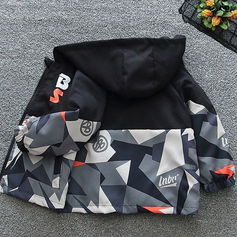 Kids Boys' Hiking Jacket Outdoor Jacket Outerwear Color Block Long Sleeve Zipper Pocket Lightweight Comfort Windproof Coat Outdoor Fashion Daily Deep Green ash-colored Spring Fall 4 years+