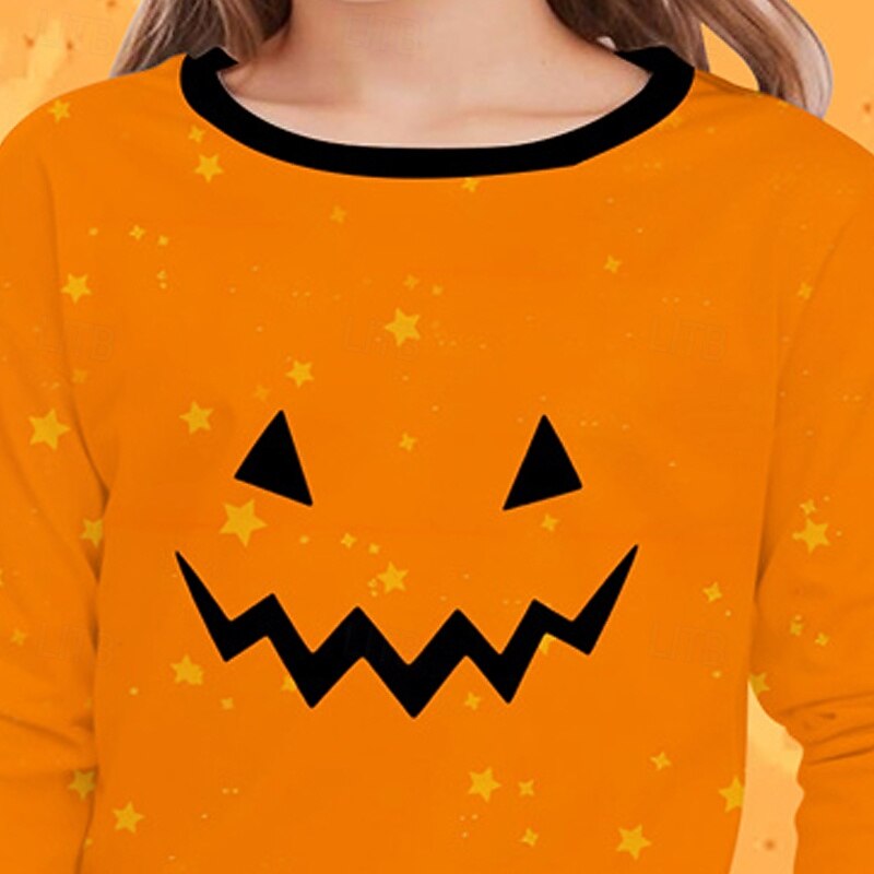 Halloween Girls' 3D Cartoon Stars T shirt Tee Long Sleeve Spring Fall Fashion Basic Kids 4-12 Years Crew Neck Outdoor Casual Daily Regular Fit2