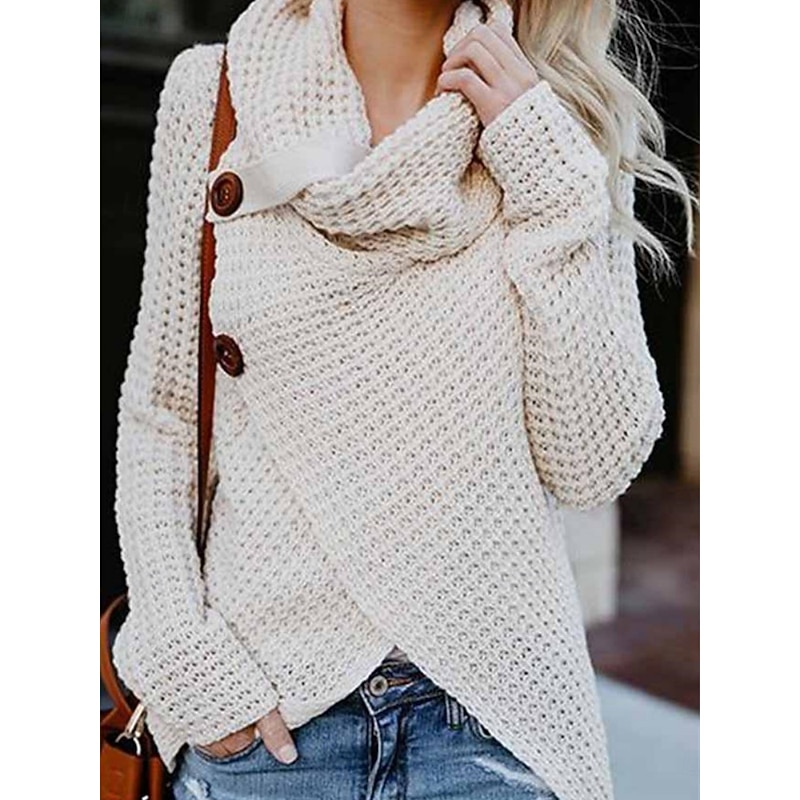 Women's Sweater Casual Soft Pure Color Ribbed Turtleneck Knitted Long Sleeve Regular Tops Knit Outdoor Daily Weekend Black Wine Fall Winter4
