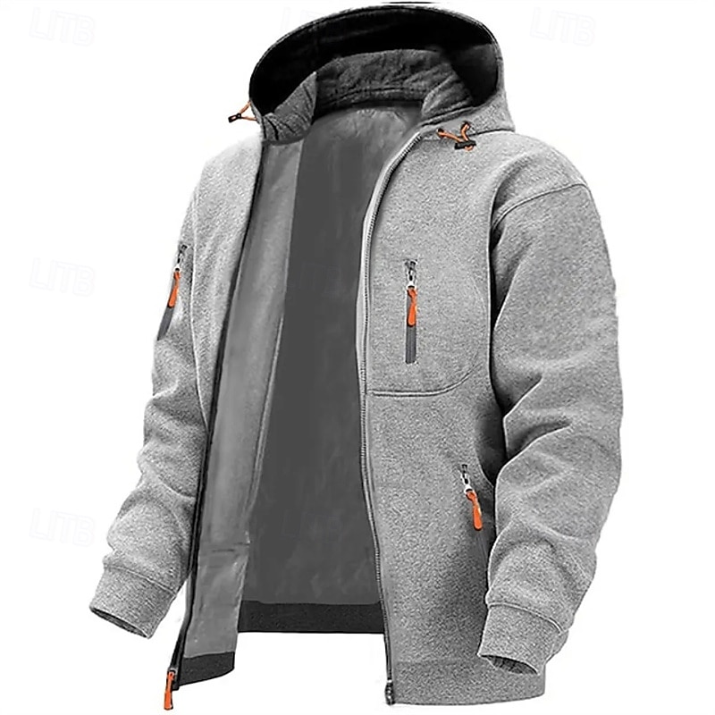 Men's Lightweight Jacket Casual Jacket Hoodie Jacket Vacation Daily Breathable Pocket Spring Fall Plain Fashion Classic Hooded Regular Navy Blue Light Grey Army Green Dark Gray Jacket