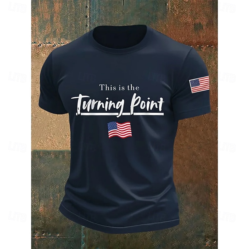 Men's Letter American Flag Short Sleeve Shirt T shirt Tee Tee Top Short Sleeve T shirt 3D Print Crew Neck Shirt Fashion Designer Casual Vacation Daily Holiday Black Red Navy Blue All Seasons Clothing3