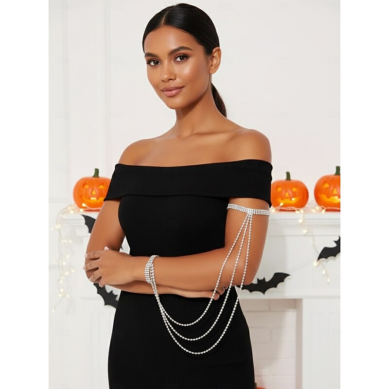 Women's Rhinestone Arm Chain Bracelet - Sparkling Multi-Layer Shoulder Jewelry Accessory for Party, Clubwear, and Evening Outfits4