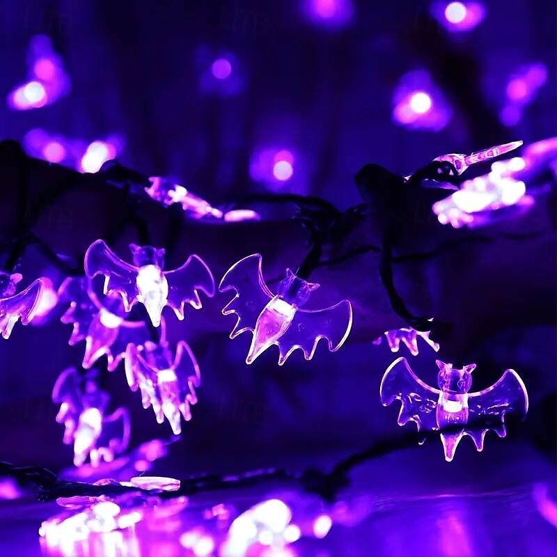 Halloween Solar Bat Spider String Lights Outdoor Waterproof Ghost Lights 6.5m 30LEDs 8 Modes Lighting Halloween Garden Balcony Fence Porch Halloween Party Atmosphere Decoration3