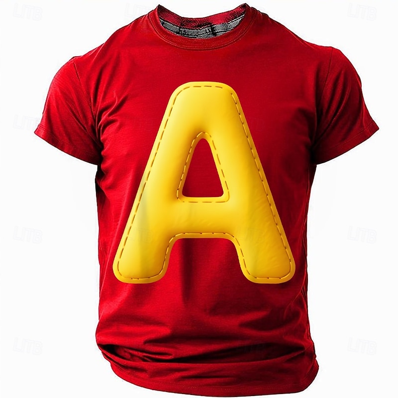 Men's Letter 3D T Shirt Short Sleeve T shirt 3D Print Crew Neck Shirt Fashion Daily Street Daily Black Red Blue Summer Spring Clothing Apparel S M L XL XXL XXXL