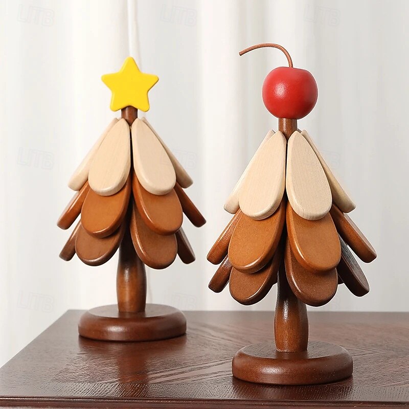 Wooden Heat-Resistant Wooden Christmas Tree Coaster Creative Tree-Shaped Table Mats for Kitchen and Dining Suitable for Bowls, Teapots, Beverage Trays, Home Dining Table Decoration