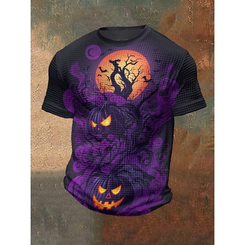 Men's Halloween Shirt Pumpkin Bat Crewneck Clothing Apparel 3D Print Outdoor Holiday Theme Party Halloween Party Short Sleeve Print Vintage Halloween3
