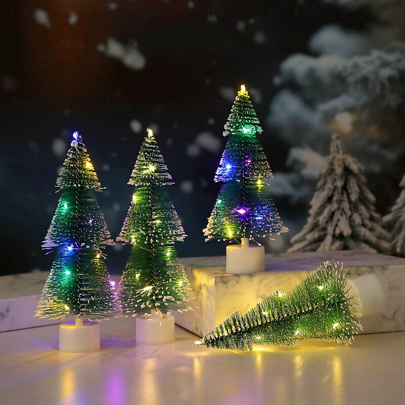 1 Pc 20 * 8CM Christmas LED Mini Christmas Tree Desktop Decorative Ornament Light AG10 * 3 Battery2