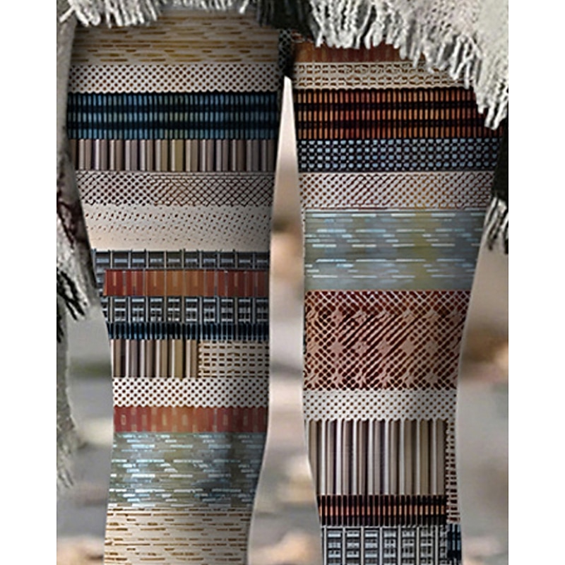 Women's Pants Trousers Leggings Cozy Leggings Casual Boho Full Length High Waist Geometic Elastic Waist Print Breathability Comfortable Stretchy Vacation Street Daily Wear Khaki Summer Spring Fall3