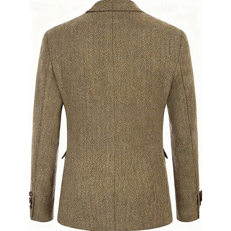 Men's Blazer Business Cocktail Party Wedding Party Fashion Casual Spring Fall 85% Cotton Plain Pocket Buttons Comfortable Single Breasted Blazer Camel4