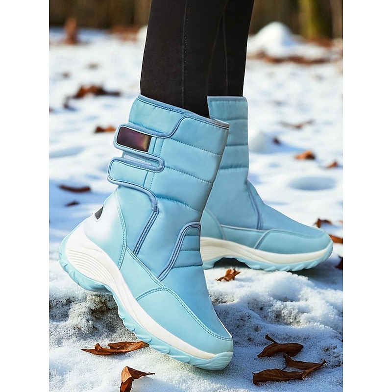Women's Waterproof Boots with Velcro Strap, Insulated and Comfortable Winter Snow Boots for Snowy Weather, Outdoor Sports and Hiking