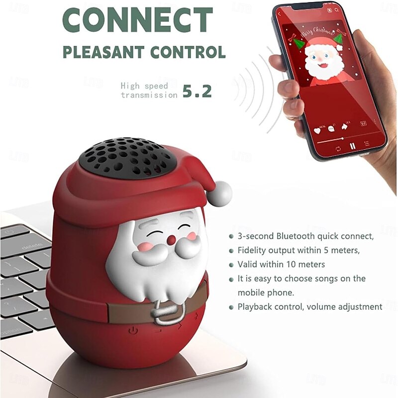 Santa Claus Bluetooth Speaker, Portable Mini Waterproof Speaker, Bluetooth Speakers Christmas Decor, Wireless Speakers, Support TF Card, Lanyard Design for Hiking, Biking, Trip2