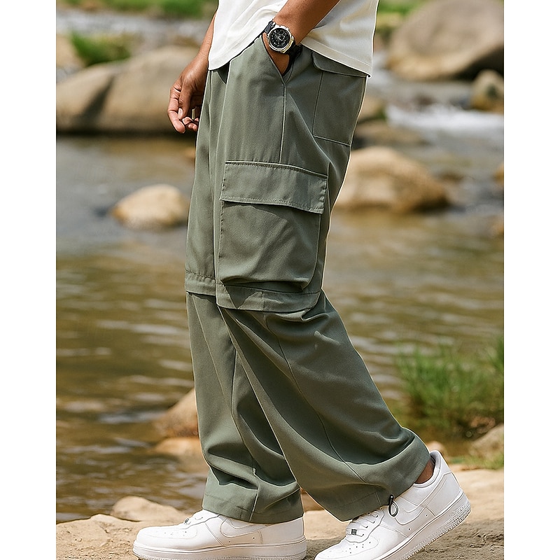 Men's Cargo Pants Convertible Zip Off Pants Hiking Pants Trousers Softshell Pants Outdoor Regular Fit Quick Dry Bottoms Pocket Elastic Waist Black Army Green Camping / Hiking Running S M L XL XXL3