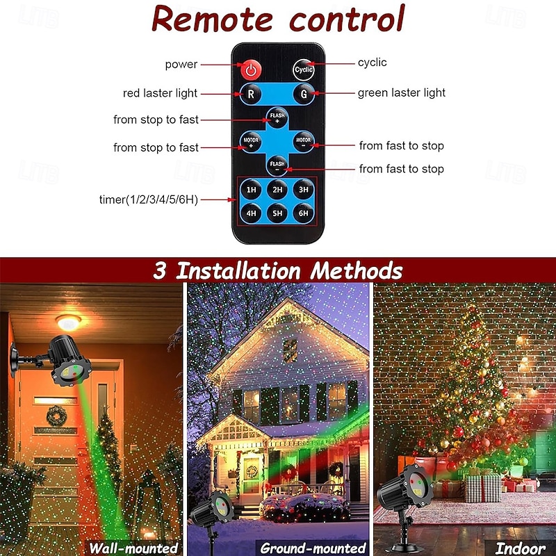 Christmas Projector Lights Outdoor Holiday Laser Light With Remote Control Moving RGB Projector for House Garden Yard2