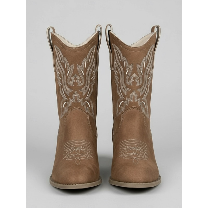 Women's Western Cowboy Boots with Embroidered Design - Comfortable Mid-Calf Boots for Country Events and Everyday Wear3