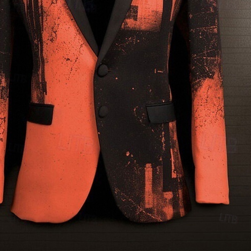 Men's Geometry Long Sleeve Turndown Business Abstract Work Wear to work Going out Buttons Print Multi Pocket2