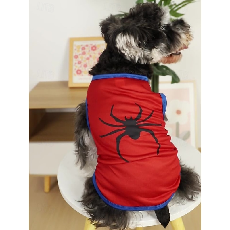 1pcs Halloween Spider  Pet Vests | Polyester | Breathable Flea-Proof | Dog and Cat Shirts | Indoor/Outdoor | Hoodie Style