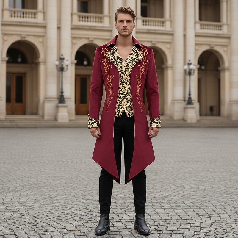 Medieval Renaissance Steampunk Coat Tailcoat Vampire Nobleman Fancy Dress Men's Halloween Carnival Performance LARP Ren Faire Adults' Coat2