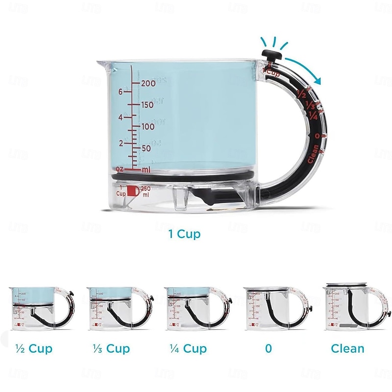 4-in-1 Adjustable Measuring Cup Multi-Functional Measuring Cup with Scraper-Style Seal Base Space-Saving Easy to Clean Design Cup for Cooking & Baking Liquids and Dry Ingredients2