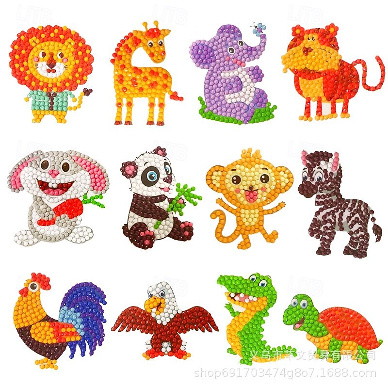 5D Diamond Art Stickers Arts and Crafts Creative Gem Art Paint by Number Kits for Kids Ages 4-6 6-8 8-12 Boys Girls DIY Mosaic Stickers Toys for Birthday Party Halloween Christmas Gifts3