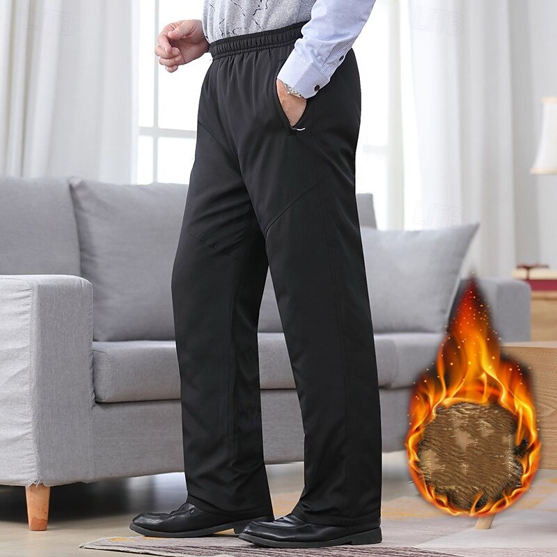 Men's Winter Sweatpants Shrepa Fleece Pants Thick with Pockets Bottoms Athleisure Gym Workout Windproof Warm Gym Outdoor Running Regular Fit Sportswear Activewear Solid Colored Black Dark Blue