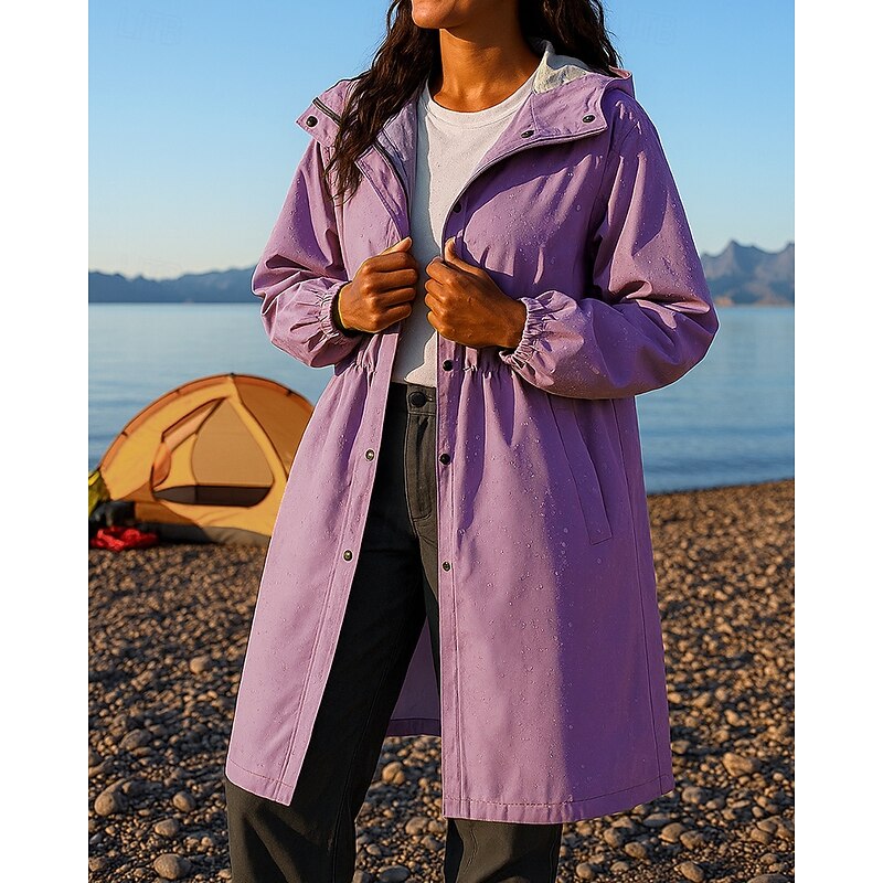 Women's Rain Coat Outdoor Waterproof Windproof Hiking Outfits Hiking Clothes Winter Autumn / Fall Top Camping / Hiking / Caving Running Solid Color Pink Blue Purple3
