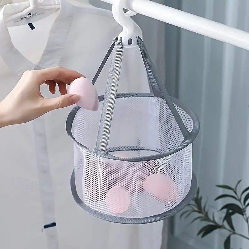 3PCS Polyester Drying Baskets with Makeup Brush Holder, Portable Laundry Bags for Cleaning and Drying Small Items, Multipurpose Storage and Drying Rack Solution3