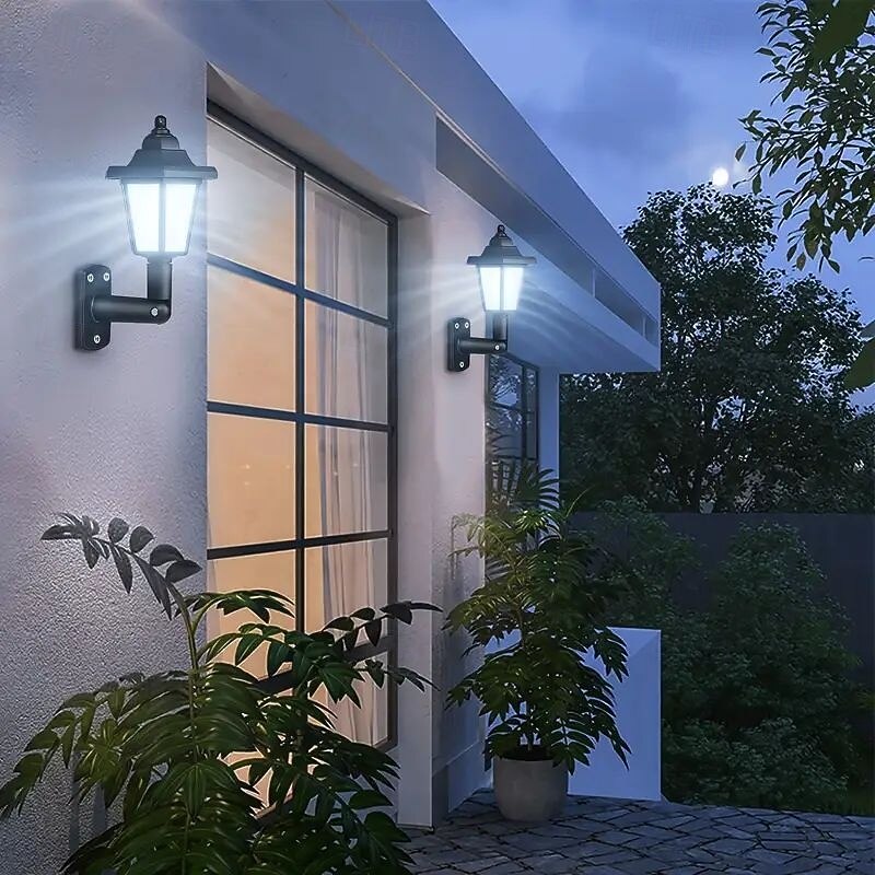 2pcs Solar Hexagonal LED Retro Wall Lamp Outdoor Waterproof for Home Balcony Courtyard Porch Garden Park Lighting Solar Night Light2