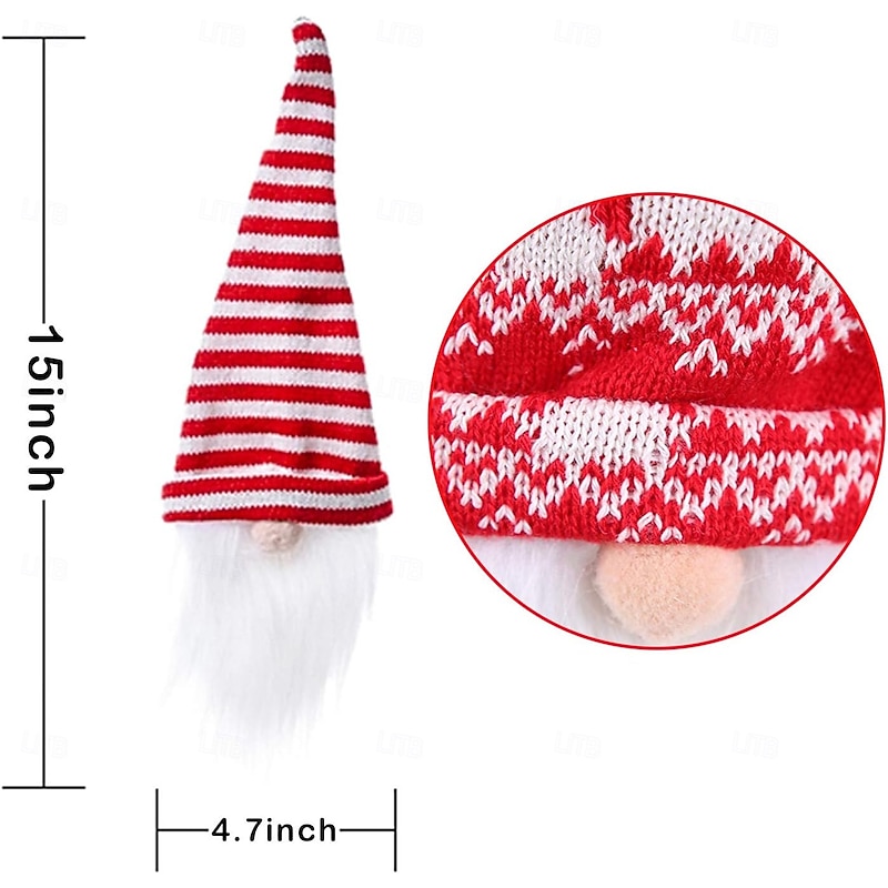 4 Pack Christmas Gnome Wine Bottle Covers, Plaid Burlap Wine Bags, Holiday Red Wine and Champagne Bottle Decorations, Creative Xmas Table Accessories, Reusable Gift Wrapping, Party Supplies2