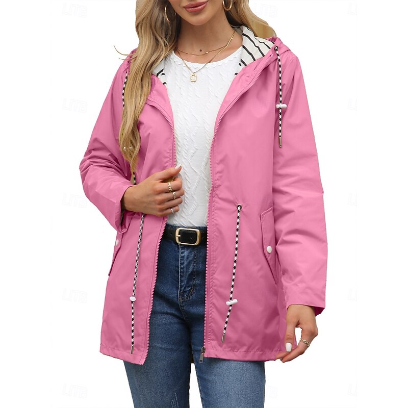 Women's Hoodie Jacket Comfortable Breathable Zipper Pocket Casual Plain Vacation Street Casual Daily Wear Zipper Regular Hooded Regular Fit Long Sleeve Outerwear Navy Black Yellow Spring Fall2