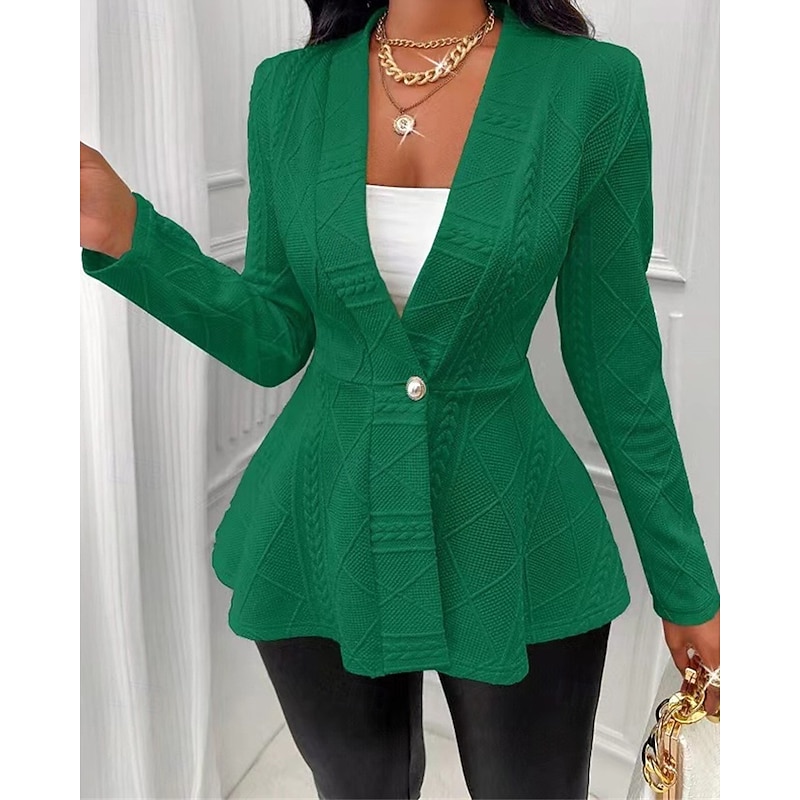 Women's Casual Jacket Comfortable Jacquard Buttons Elegant Fashion Outdoor Plain Going out Casual Daily Weekend Cardigan Regular V Neck Regular Fit Long Sleeve Outerwear Black Pink Brown Spring Fall3