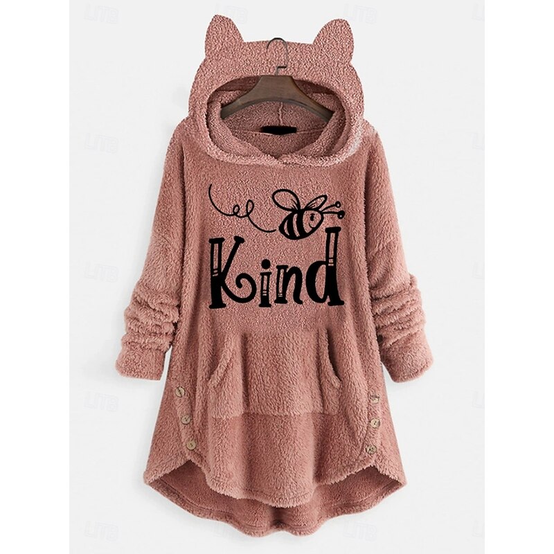 Women's Pullover Hoodie Sweatshirt Animal Casual Long Sleeve Hooded Long Tops Street Dailywear Casual Pink Wine Dark Pink Red Dark Gray Fall Winter